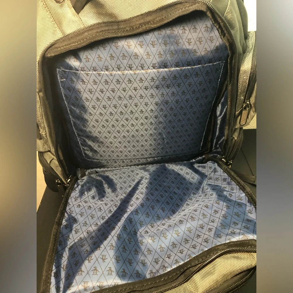 Original Penguin Gray and Black Men's Backpack with Multiple Pockets